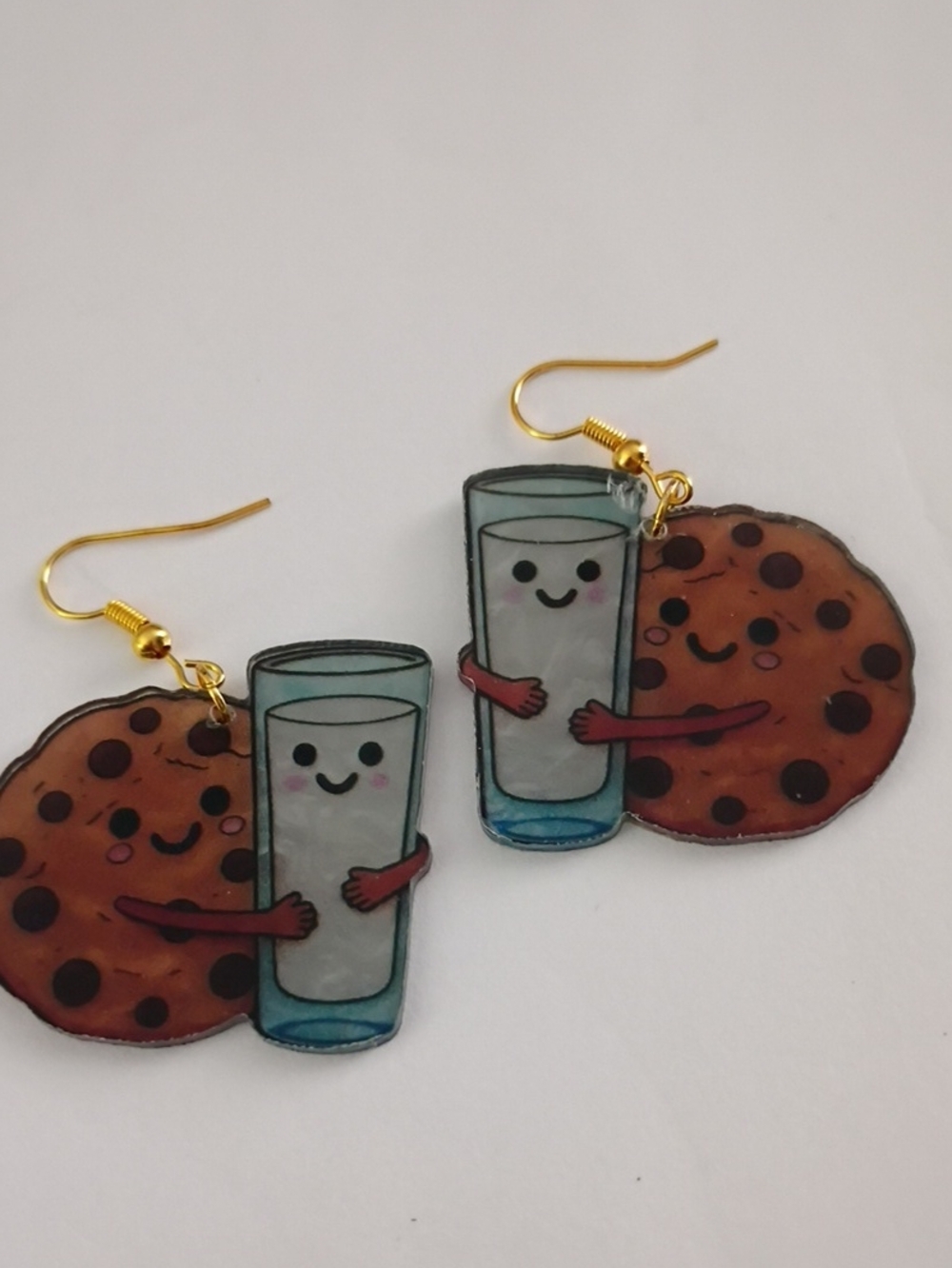 Milk & Cookie Earrings - Cute Brown and White Character Dangles